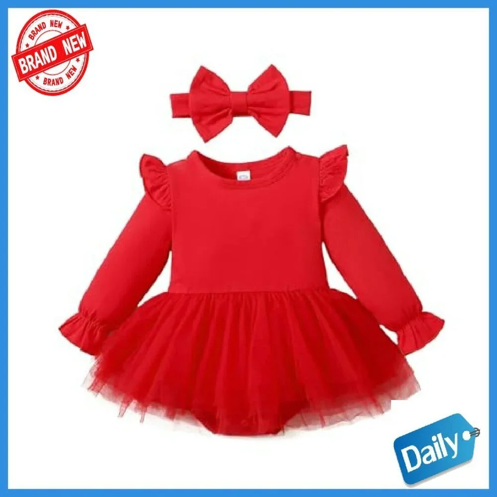 Infant Tutu Romper Dress Cotton Tulle Skirt Special Occasion Outfit